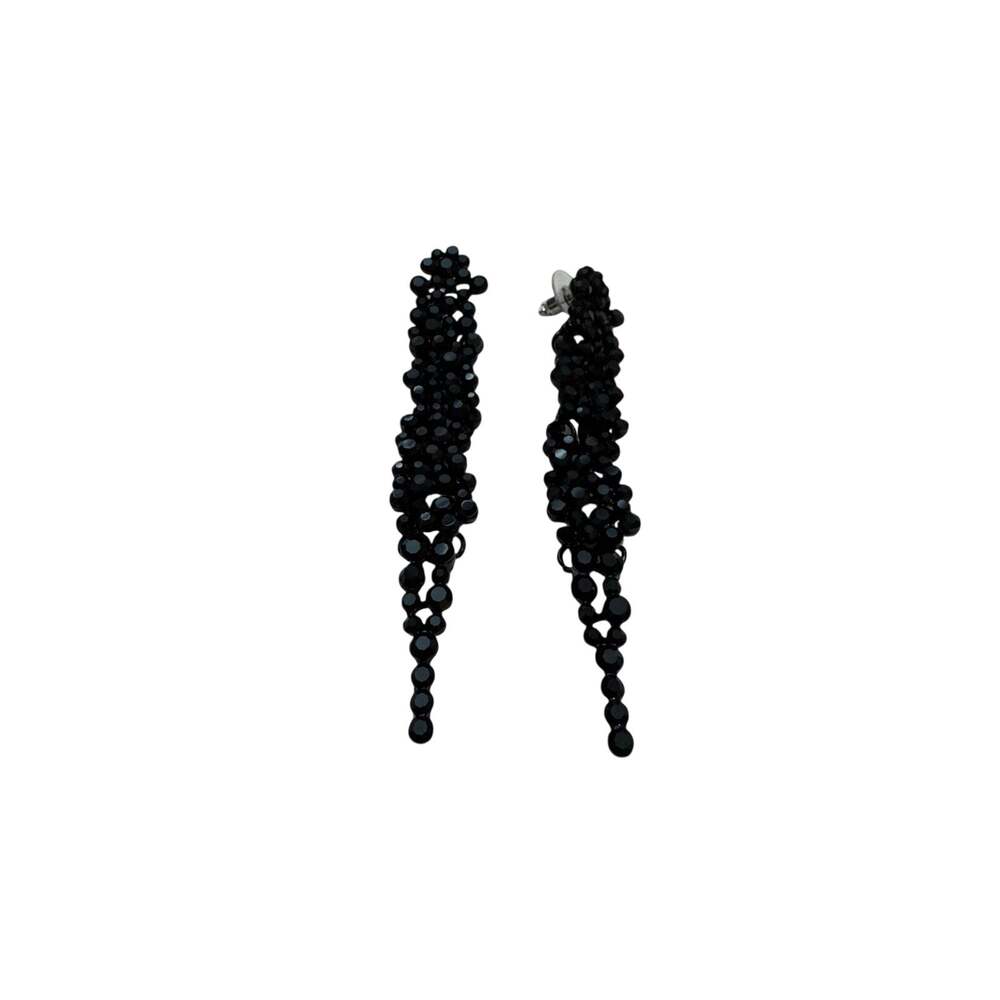 Black Rhinestone black beaded statement earrings